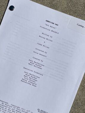 American Dad 2011 Production Used Table Draft Script Hot Water CeeLo Hot-tub!!